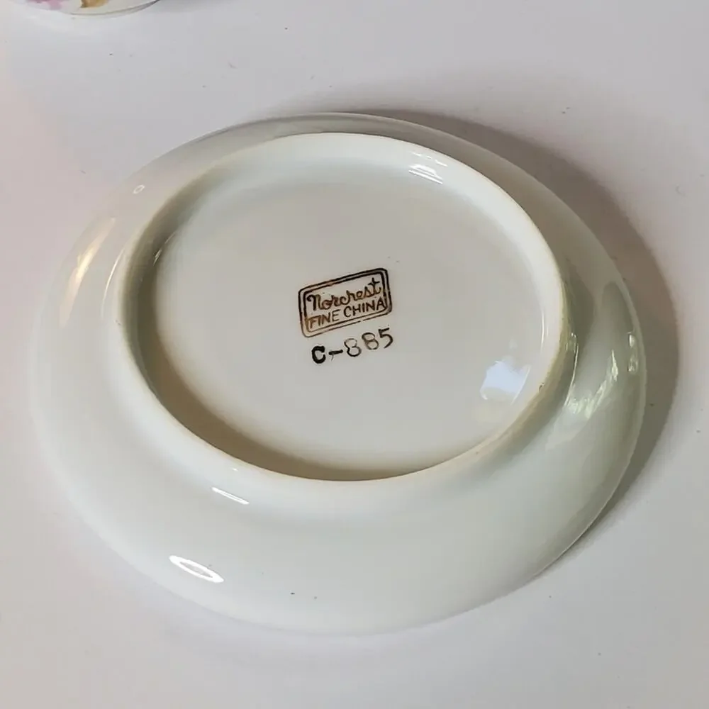 Vintage Norchest Fine China  Pink rose and gold trim unique tea cup &saucer